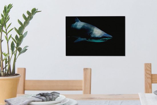Canvas schilderij 30x20 cm - Wanddecoratie Haai - Macro - Water - Muurdecoratie woonkamer - Slaapkamer decoratie - Kamer accessoires - Schilderijen op canvas