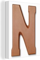 La lettre N en chocolat sur toile 2cm 60x80 cm - Tirage photo sur toile (Décoration murale salon / chambre)