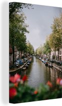 Canal d'Amsterdam 40x60 cm - Tirage photo sur toile (Décoration murale salon / chambre)
