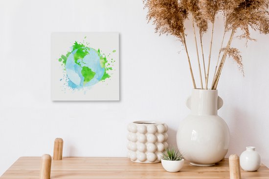 Peintures sur Toile - Illustration Splashing Globe - 20x20 cm - Décoration Décoration murale