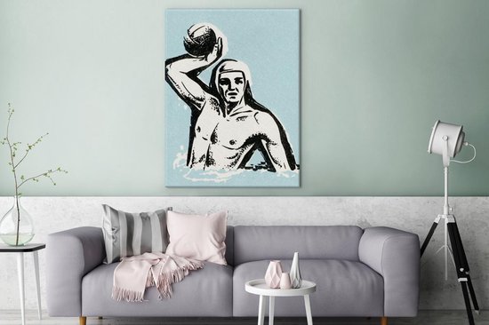 Peintures sur toile - un joueur de water-polo - 90x120 cm - Décoration murale