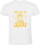 Sta op en rave Heren t-shirt | muziek | dj | festival | grappig | cadeau | Zwart