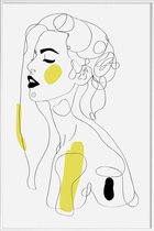 JUNIQE - Poster in kunststof lijst One Line Girl Part 2 -40x60 /Geel &