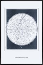 JUNIQE - Poster met kunststof lijst Northern Constellations II -13x18