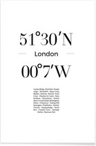 JUNIQE - Poster London -40x60 /Wit & Zwart