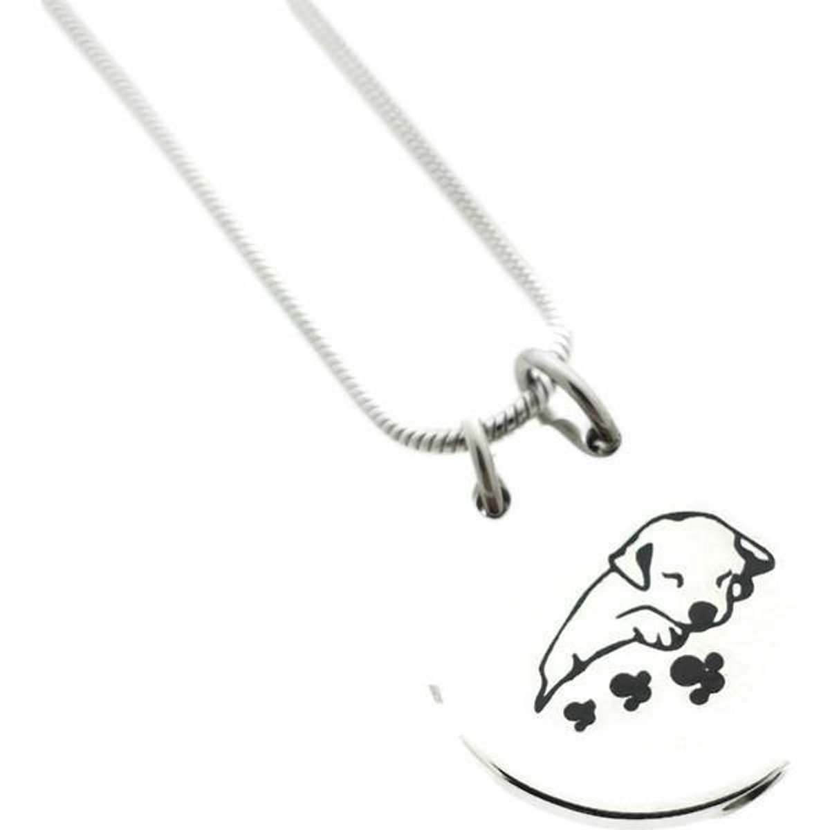 Aramat Jewels | Gedenkhangers | Ashanger Hond 316L Staal Zilver & Zwart – 2,5cm Inclusief Ketting 50cm | | | |20mm | Staal | Volwassenen | Verkleurd niet