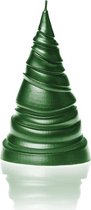 Groen Metallic gelakte figuurkaars, design: Kerstboom Geometrisch (32 uur)