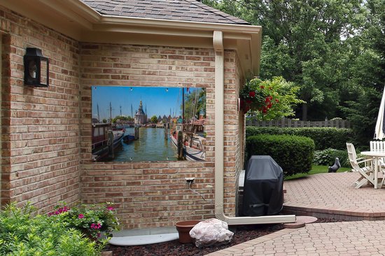 Le vieux port de Hoorn au printemps affiche de jardin 120x80 cm - Toile de jardin / Toile d'extérieur / Peintures d'extérieur (décoration de jardin)