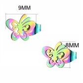 Aramat jewels ® - Regenboog zweerknopjes vlinder oorbellen chirurgisch staal 9x8mm