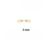 Aramat jewels ® - Oorbellen hartje zweerknopjes goudkleurig chirurgisch staal 3mm