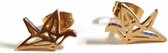 Aramat jewels ® - Aramat jewels oorbellen zweerknopjes origami vogel goudkleurig staal 9mm