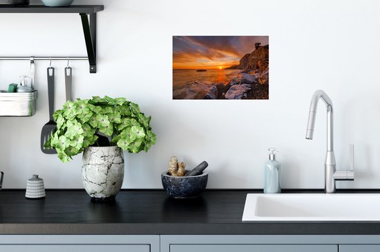 Sticker Muursticker Kos - Coucher de soleil à la plage Therma sur Kos - 30x20 cm - film autocollant - sticker mural repositionnable