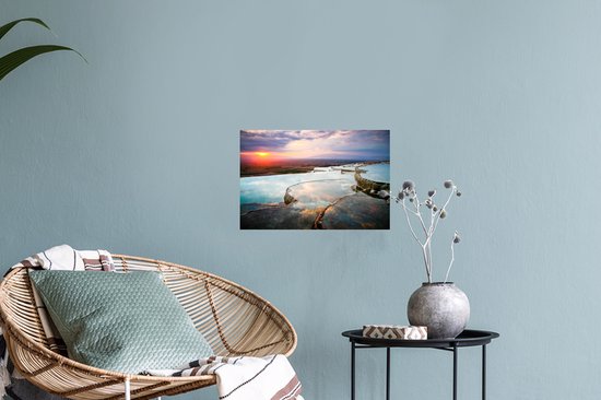Sticker Muursticker Pamukkale - Coucher de soleil sur Pamukkale en Turquie - 30x20 cm - film adhésif autocollant - sticker mural repositionnable