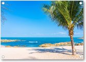 Tropisch Strand - Blauwe hemel - Tuinposter 70x50 - Wanddecoratie -