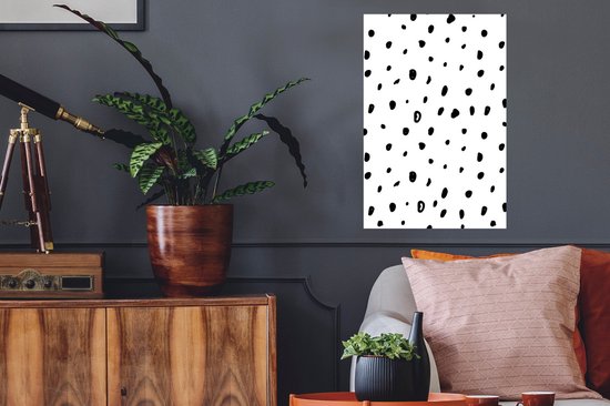 Sticker Muursticker Motif Fleurs - Motif à pois noir et blanc - 40x60 cm - feuille autocollante - sticker mural repositionnable