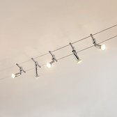 Lindby - Kabelverlichting - 5 lichts - metaal, kunststof - H: 15 cm - GU5.3 / MR16 - chroom, zilver - Inclusief lichtbronnen