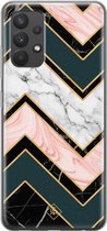 Samsung A32 4G hoesje siliconen - Marmer triangles | Samsung Galaxy A32 4G case | multi | TPU backcover transparant