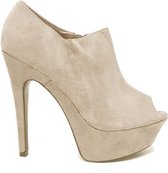 Stijlvolle pumps hoge hakken met open teen - Beige