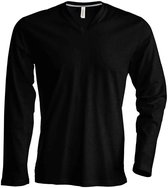 Kariban Heren Slim Fit Lange Mouw V Hals T-Shirt (Zwart)