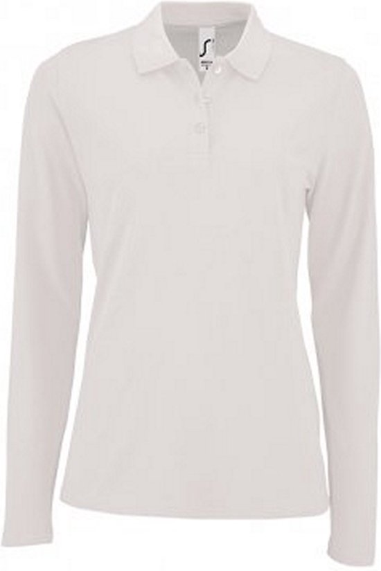 SOLS Dames/dames Perfecte Lange Mouw Pique Polo Shirt (Wit)