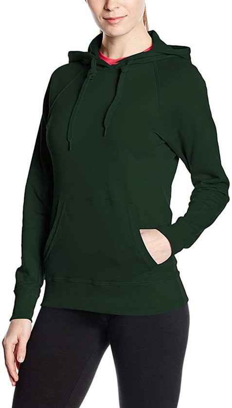Sweat léger ajusté pour femmes Fruit Of The Loom avec capuche / sweat à capuche (240 GSM) (vert bouteille)