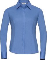 Russell Collectie Dames/Dames Lange Mouwen Poly-Katoen Gemakkelijk Onderhoud Gepaste Poplin Shirt (Bedrijfsblauw)