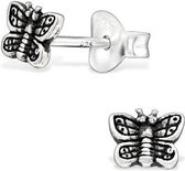 Aramat jewels ® - 925 sterling zilveren oorbellen vlinder geoxideerd