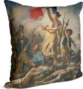 De vrijheid leidt het volk, Eugène Delacroix - Foto op Sierkussen - 60 x 60 cm