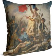 De vrijheid leidt het volk, Eugène Delacroix - Foto op Sierkussen - 40 x 40 cm