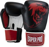 Super Pro Combat Gear Warrior SE Lederen (kick)bokshandschoenen Zwart/Rood/Wit 12oz