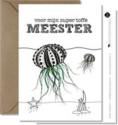Tallies Cards - greeting  - wenskaarten - Meester - Plant  - Set van 4 ansichtkaarten - bedankkaart - bedankt - Inclusief kraft envelop - 100% Duurzaam