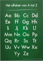 Educatieve poster (Forex) - Taal alfabet groen krijtbord - 90 x 120 cm