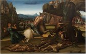 Sint Joris en de draak, Luca Signorelli - Foto op Forex - 45 x 30 cm