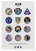 Apollo's Crewed Missions Patches, NASA Images - Foto op Forex - 50 x 70 cm (B2)