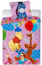 Winnie The Pooh Party - BABY dekbedovertrek, - 100 x 135 - Roze