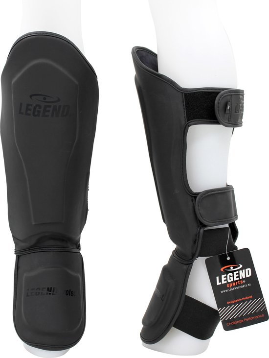 Kickboks Scheenbeschermers Legend Best Heren/Dames Mat Zwart PU XL