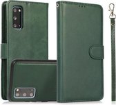 Voor Samsung Galaxy S20 Kalf Textuur 2 in 1 Afneembare Magnetische Achterkant Horizontale Flip Lederen Case met Houder & Kaartsleuven & Portemonnee & Fotolijst (Groen)