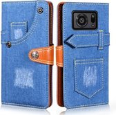 Voor Sharp Aquos R6 Denim Horizontale Flip Lederen Case met Houder & Kaartsleuf & Portemonnee (Donkerblauw)