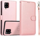 Voor Samsung Galaxy A42 5G Kalf Textuur 2 in 1 Afneembare Magnetische Achterkant Horizontale Flip Lederen Case met Houder & Kaartsleuven & Portemonnee & Fotolijst (Rose Goud)