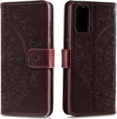 Voor Samsung Galaxy A82 5G Totem Bloem Reliëf Horizontale Flip TPU + PU Lederen Case met Houder & Kaartsleuven & Portemonnee (Bruin)