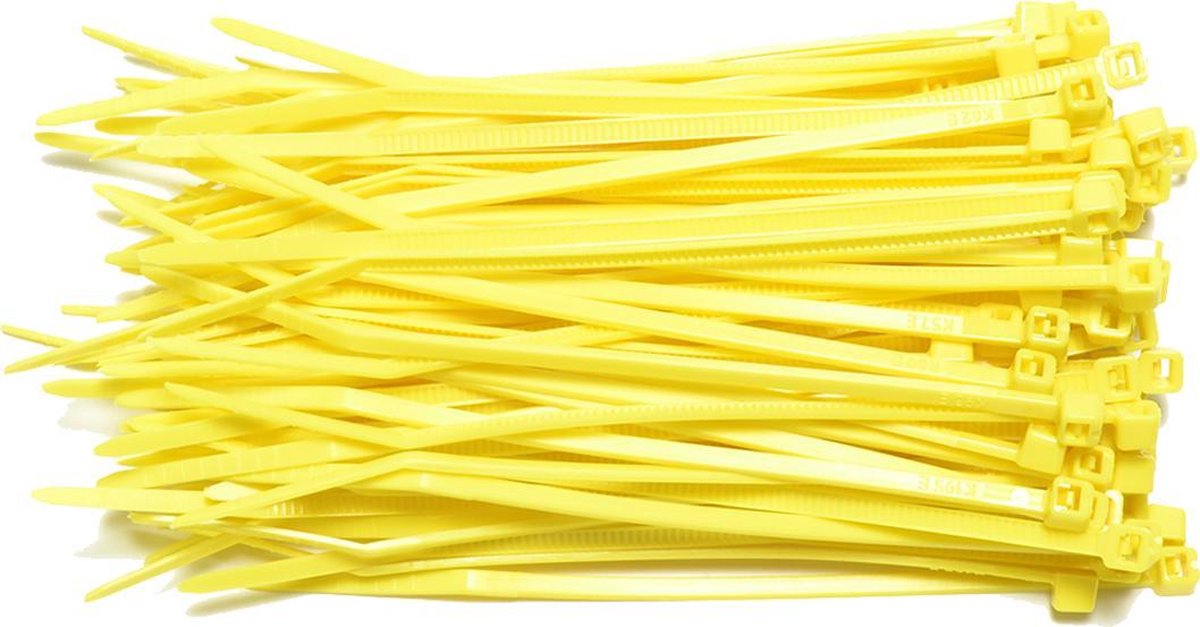 Kabelbinders 2,5 x 100 mm - geel - zak 100 stuks - Tiewraps - Binders