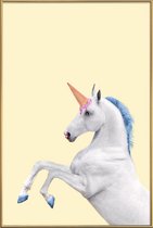 JUNIQE - Poster met kunststof lijst Ice Cream Unicorn -30x45 /Geel &