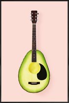 JUNIQE - Poster met kunststof lijst Avocado Guitar -13x18 /Bruin &