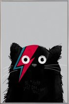 JUNIQE - Poster met kunststof lijst Cat Hero -20x30 /Grijs & Rood