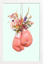JUNIQE - Poster in houten lijst Flower Power -40x60 /Kleurrijk