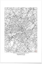JUNIQE - Poster Nantes - minimalistische stadskaart -30x45 /Wit &