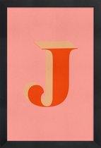 JUNIQE - Poster in houten lijst Red J -40x60 /Rood & Roze