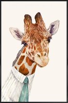 JUNIQE - Poster met kunststof lijst Mr Giraffe -13x18 /Bruin & Ivoor