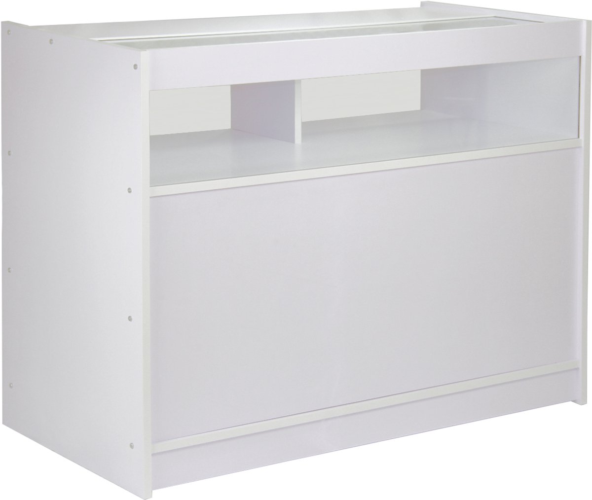 B1200 1/4 glas toonbank - esdoorn - 120x60x90 cm - achteropslag