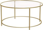 Trend24 - Dressoir - Bijzettafel - Dressoirs - Bijzettafels - Wandtafel - Staal - Glas - 84 x 44,5 cm - Goud